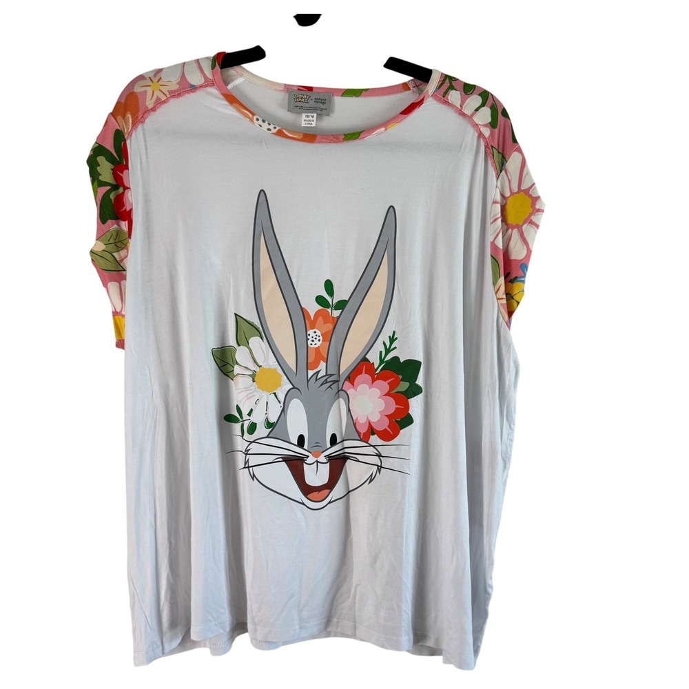 Unique Vintage Looney Tunes Bugs Bunny Floral Graphic Tee Shirt 1X/16